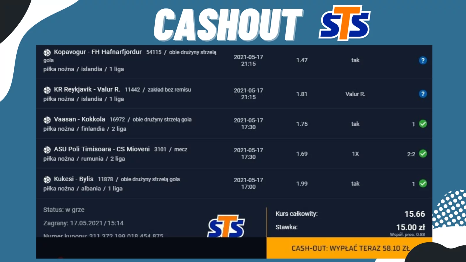 Promocja Cashout bukmachera STS na stronie internetowej
