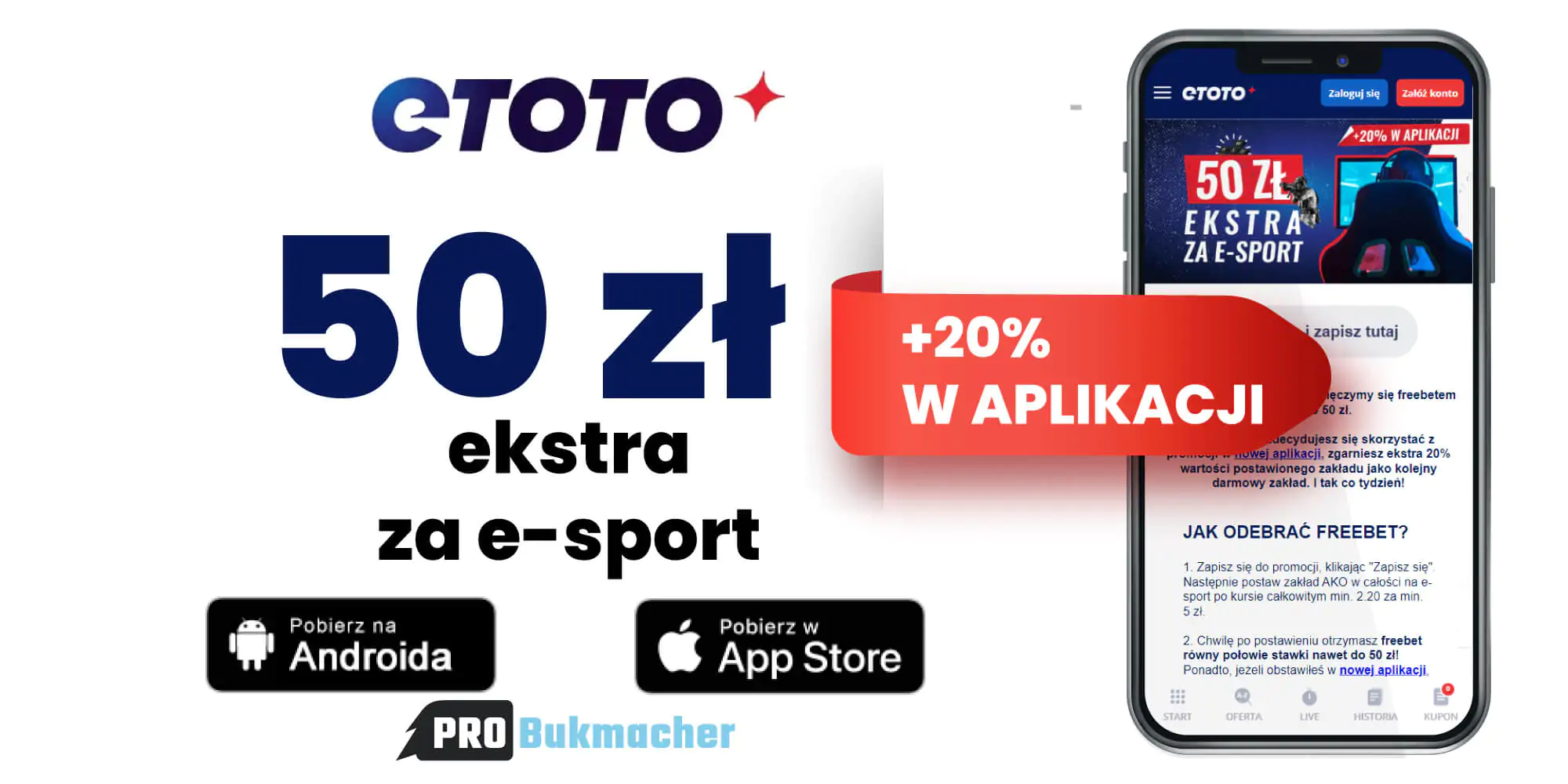 50 zł ekstra za e-sport (+20%) w Etoto