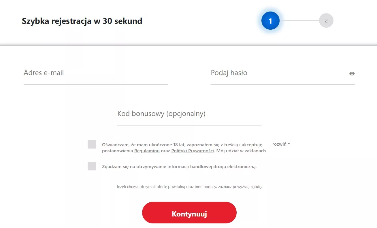 Legalny polski bukmacher Etoto szybka rejestracja w 30 sekund
