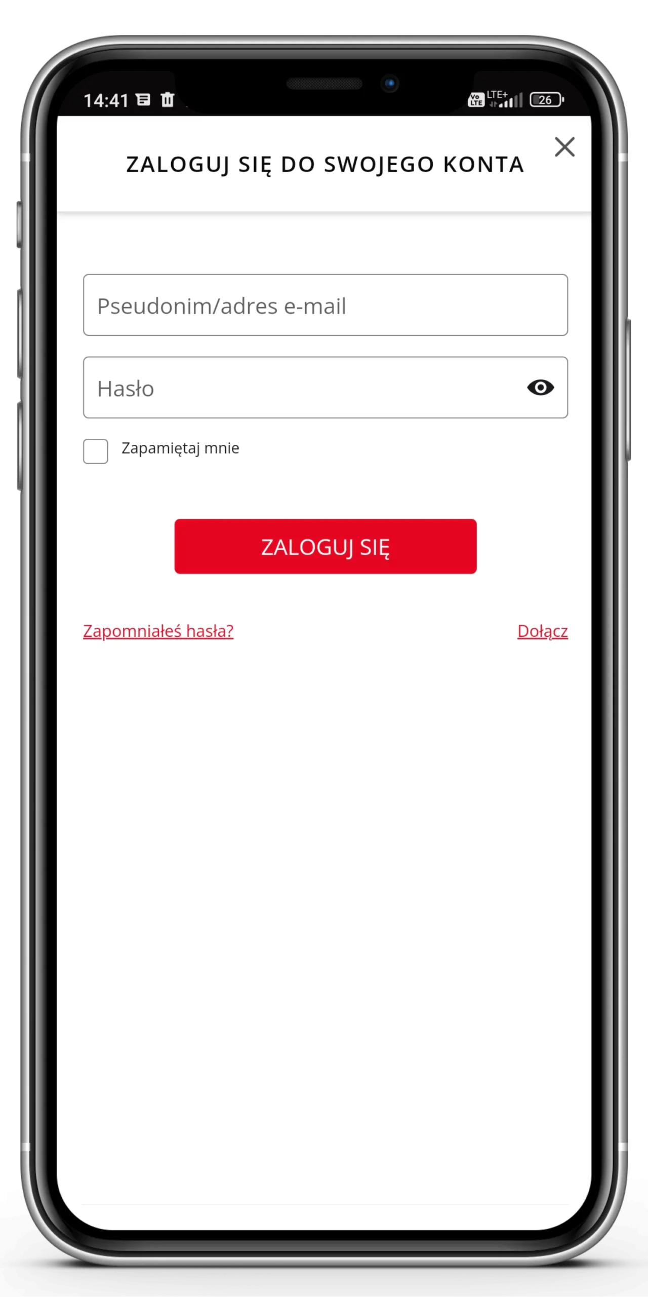 Jak dokonać wpłaty w aplikacji mobilnej Betters krok 1 - wejdź w aplikację mobilną i zaloguj się na swoje konto