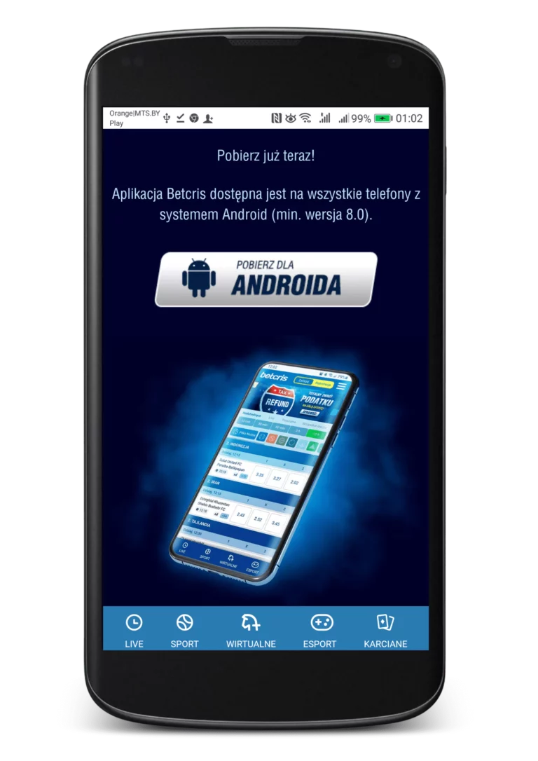 Jak zainstalować apkę Betcris na Android krok 3 - pobierz aplikację mobilną