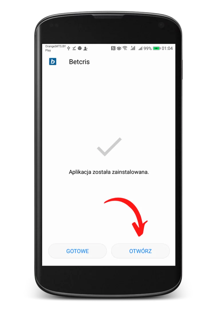 Jak zainstalować apkę Betcris na Android krok 6 - otwórz aplikację