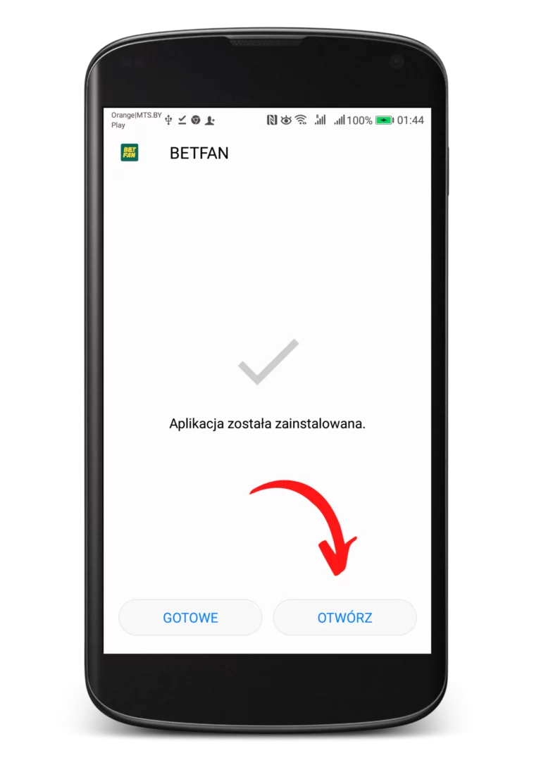 Jak zainstalować apkę Betfan na Android krok 5 - otwórz zainstalowaną aplikację