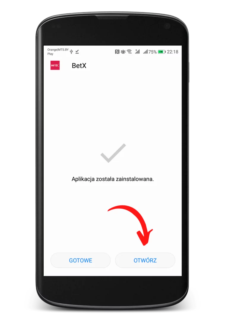 Jak zainstalować apkę BetX na Android krok 5 - otwórz aplikacje