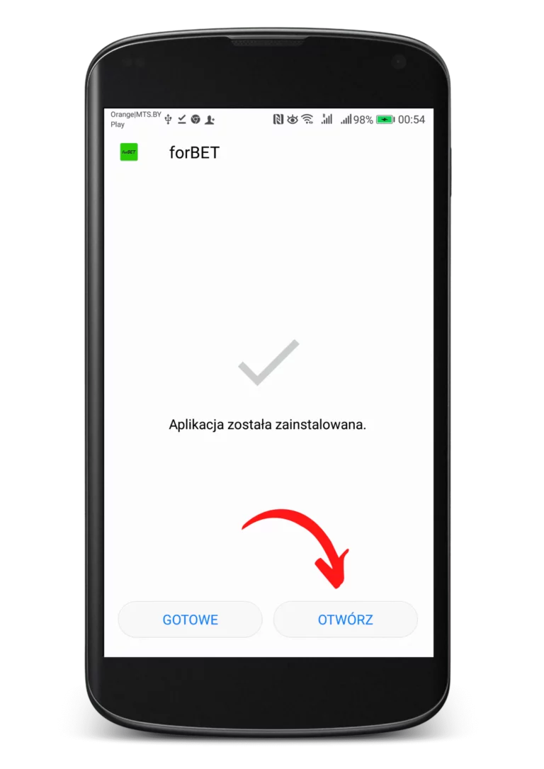 Jak zainstalować apkę Forbet na Android krok 4 - otwórz zainstalowaną aplikację