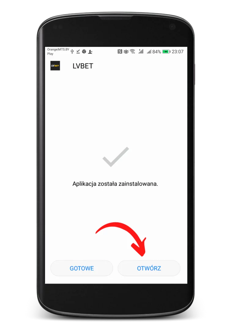 Jak zainstalować apkę Lvbet na Android krok 5 - otwórz aplikację