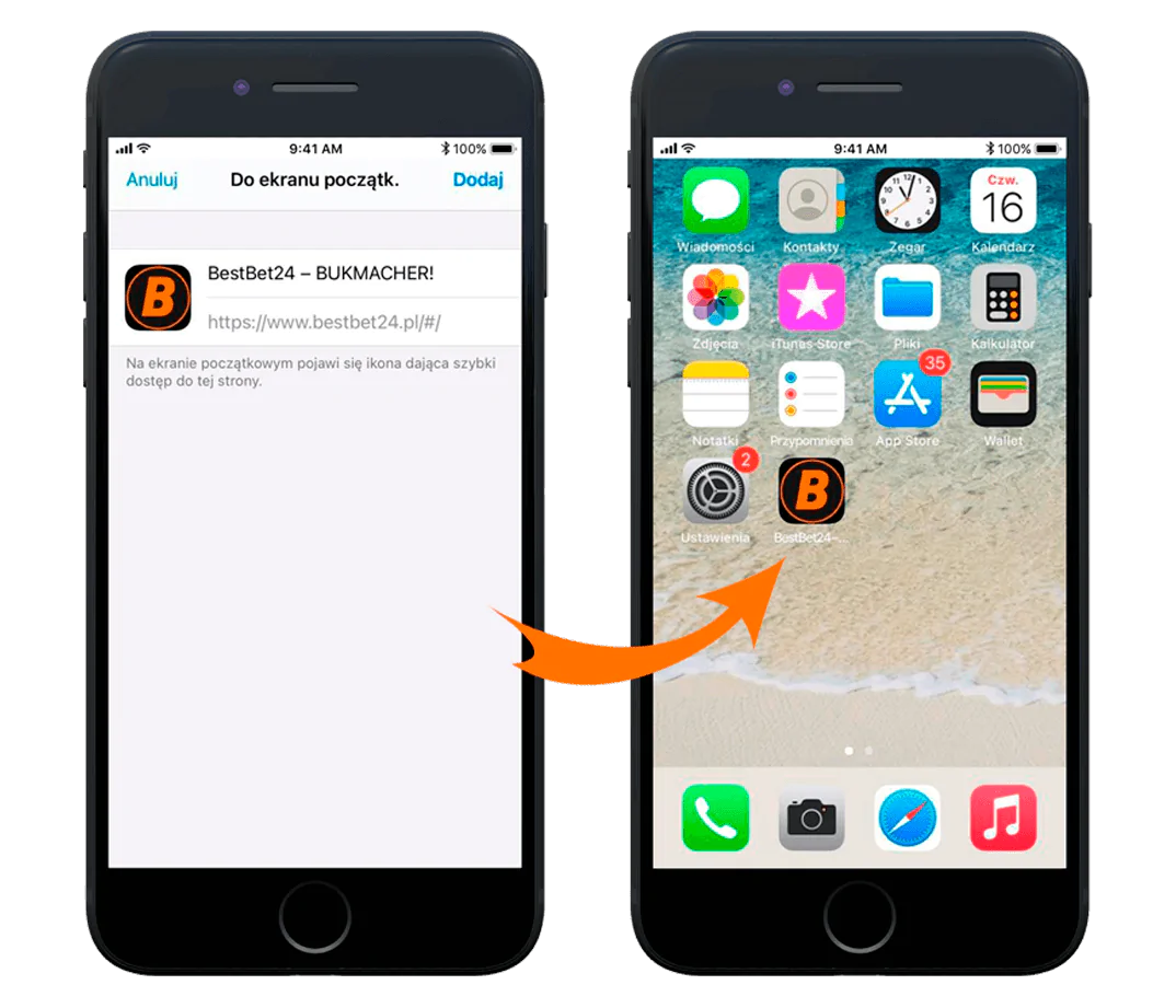 Jak zainstalować aplikację mobilną BestBet24 dla iOS krok po kroku - potwierdź wybór, na ekranie pulpitu pojawi się ikona BestBet24