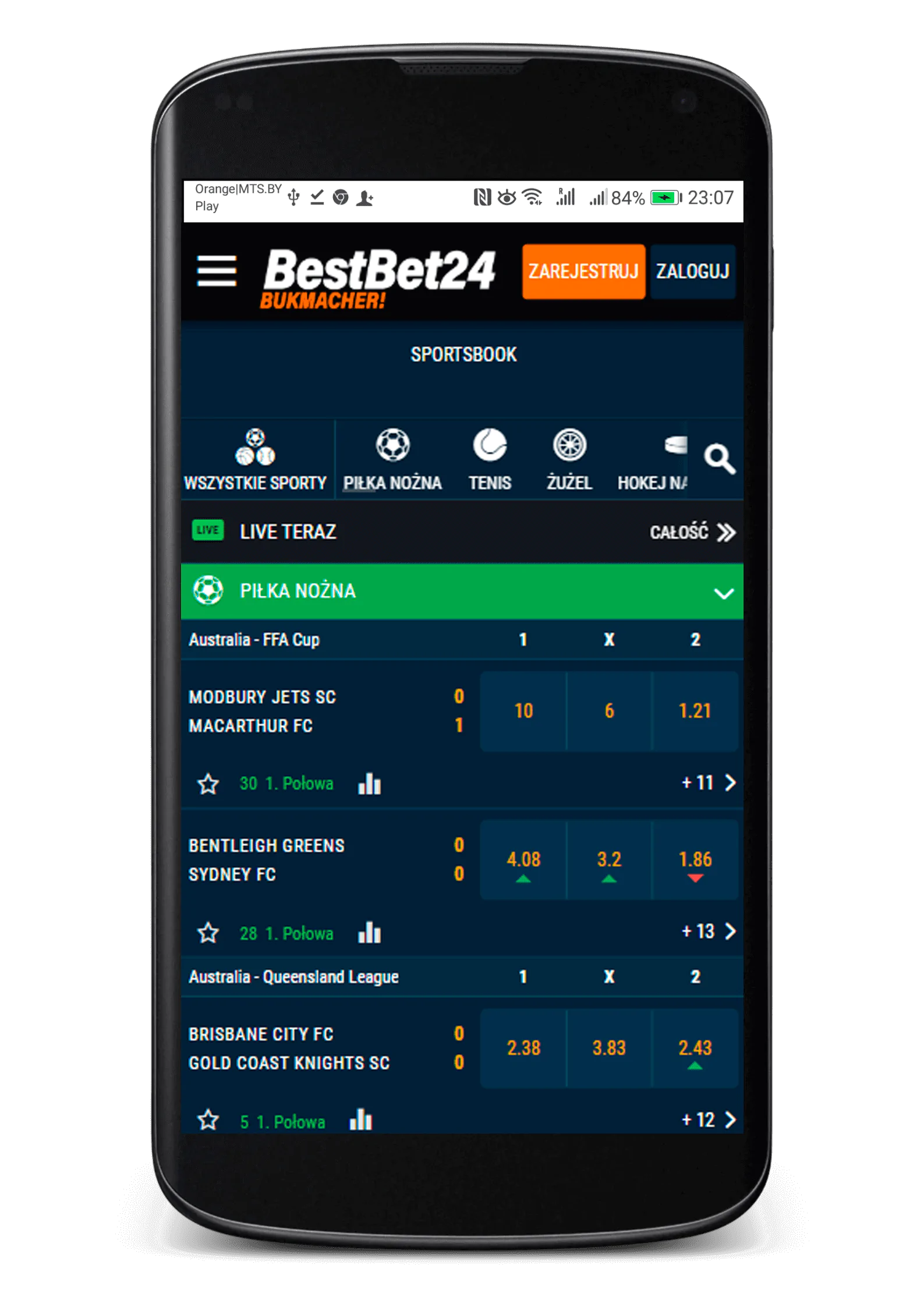 Jak zainstalować aplikację mobilną BestBet24 na Androida krok 1- wejdź na stronę bukmachera i wybierz zakładkę APP