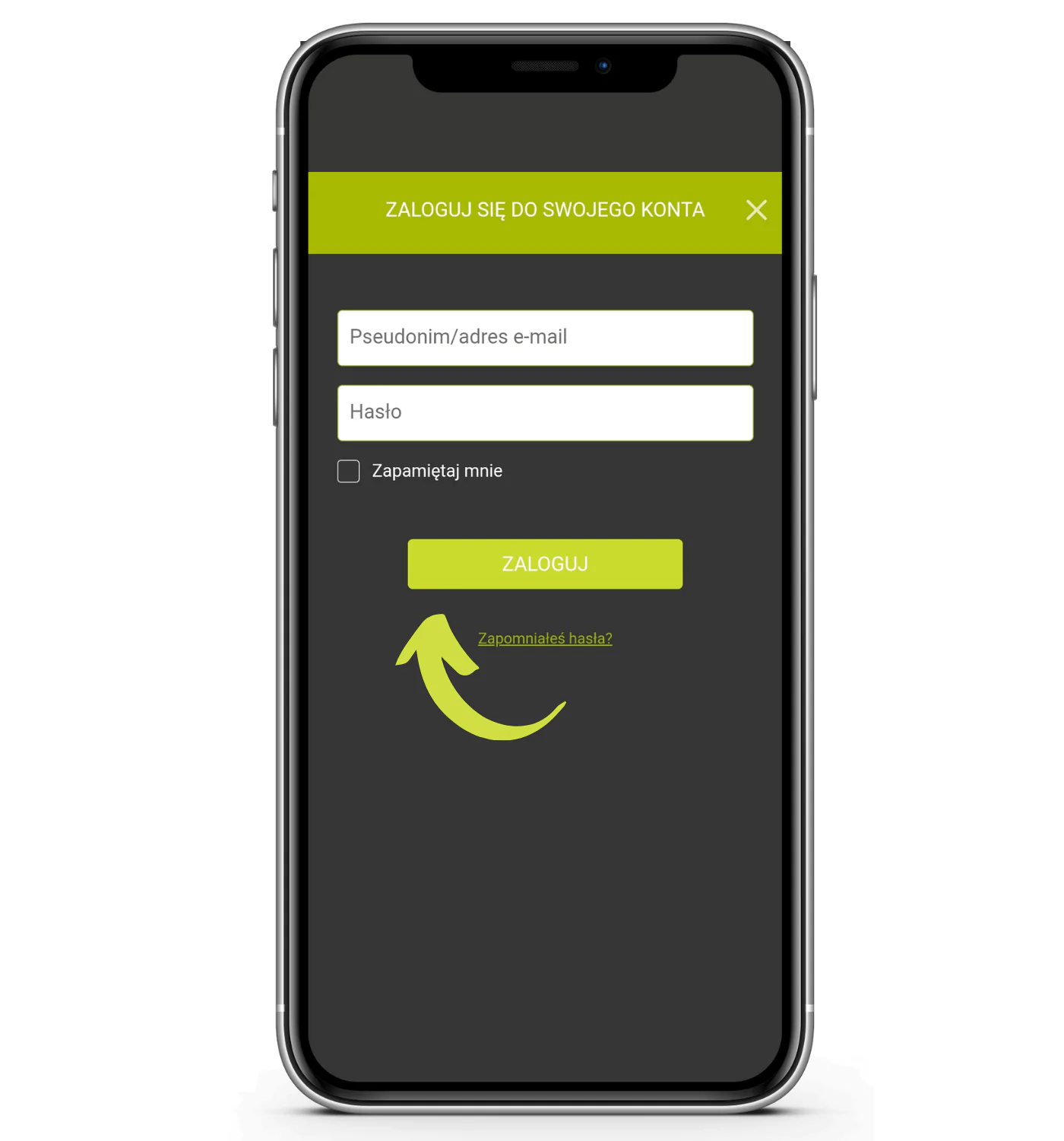 Krok 4 rejestracji mobilnej u legalnego bukmachera Goplusbet - zaloguj się uzywając wprowadzone podczas rejestracji dane i korzystaj z konta tymczasowego