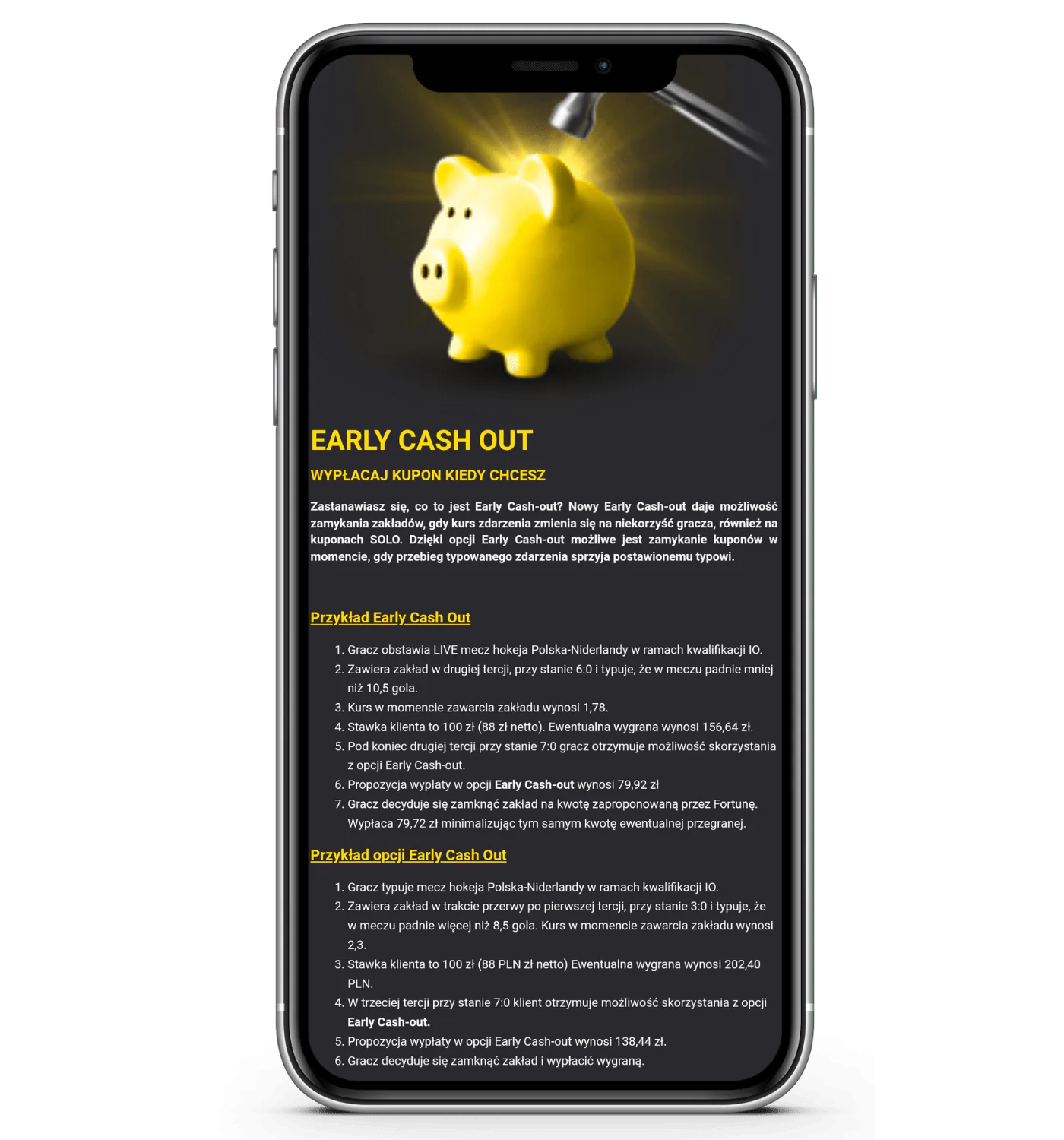 Promocja Early Cashout jako jeden z najważniejszych bonusów w ofercie aplikacji mobilnej bukmachera Fortuna