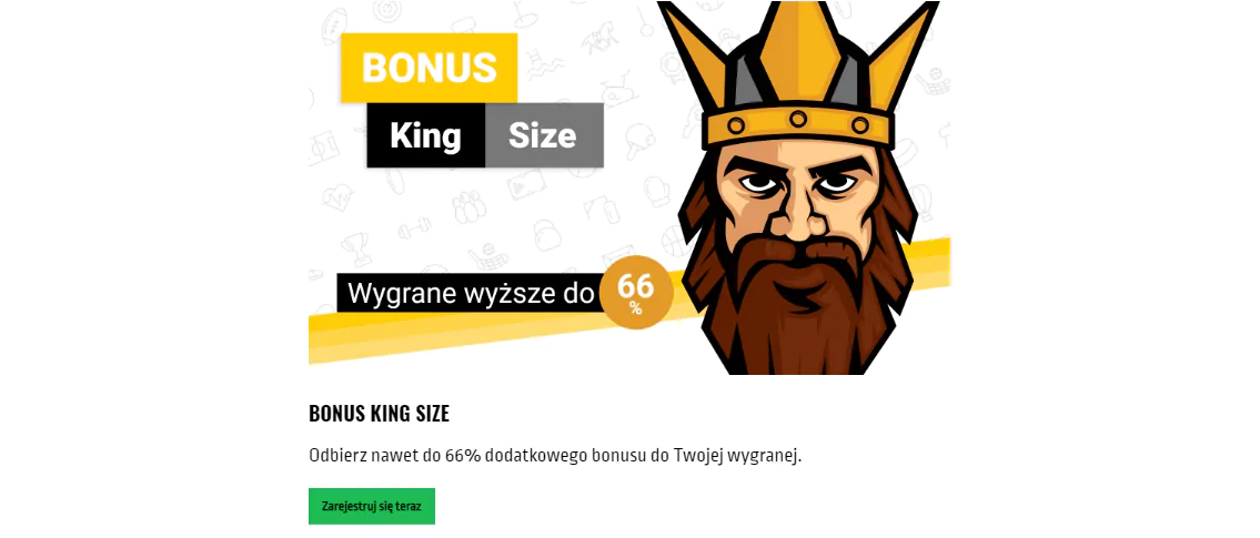 Promocja u bukmachera Totolotek Bonus King Size - wyższe wygrane do 66%