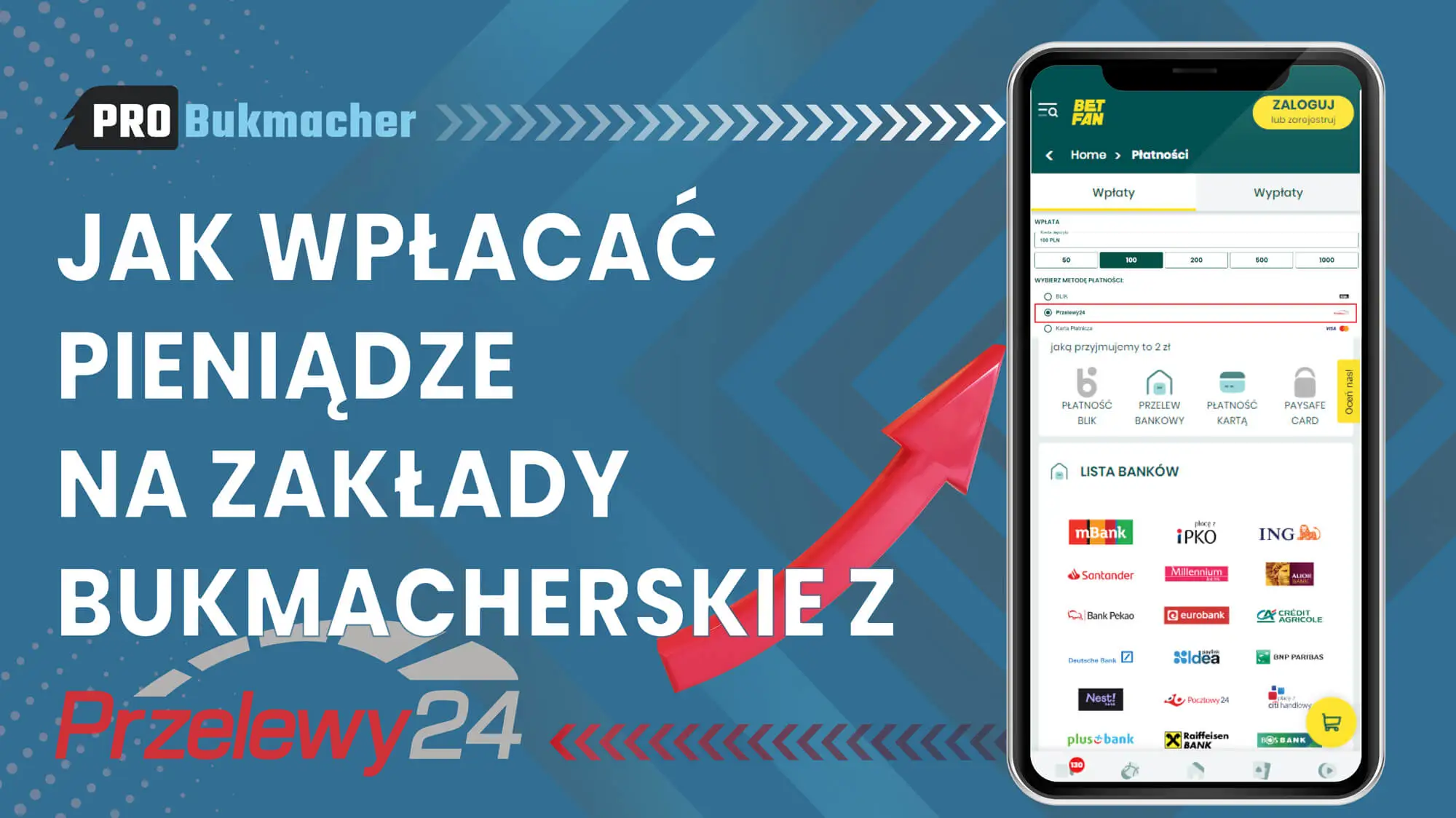 Depozyt środków na zakłady bukmacherskie w Przelewy24