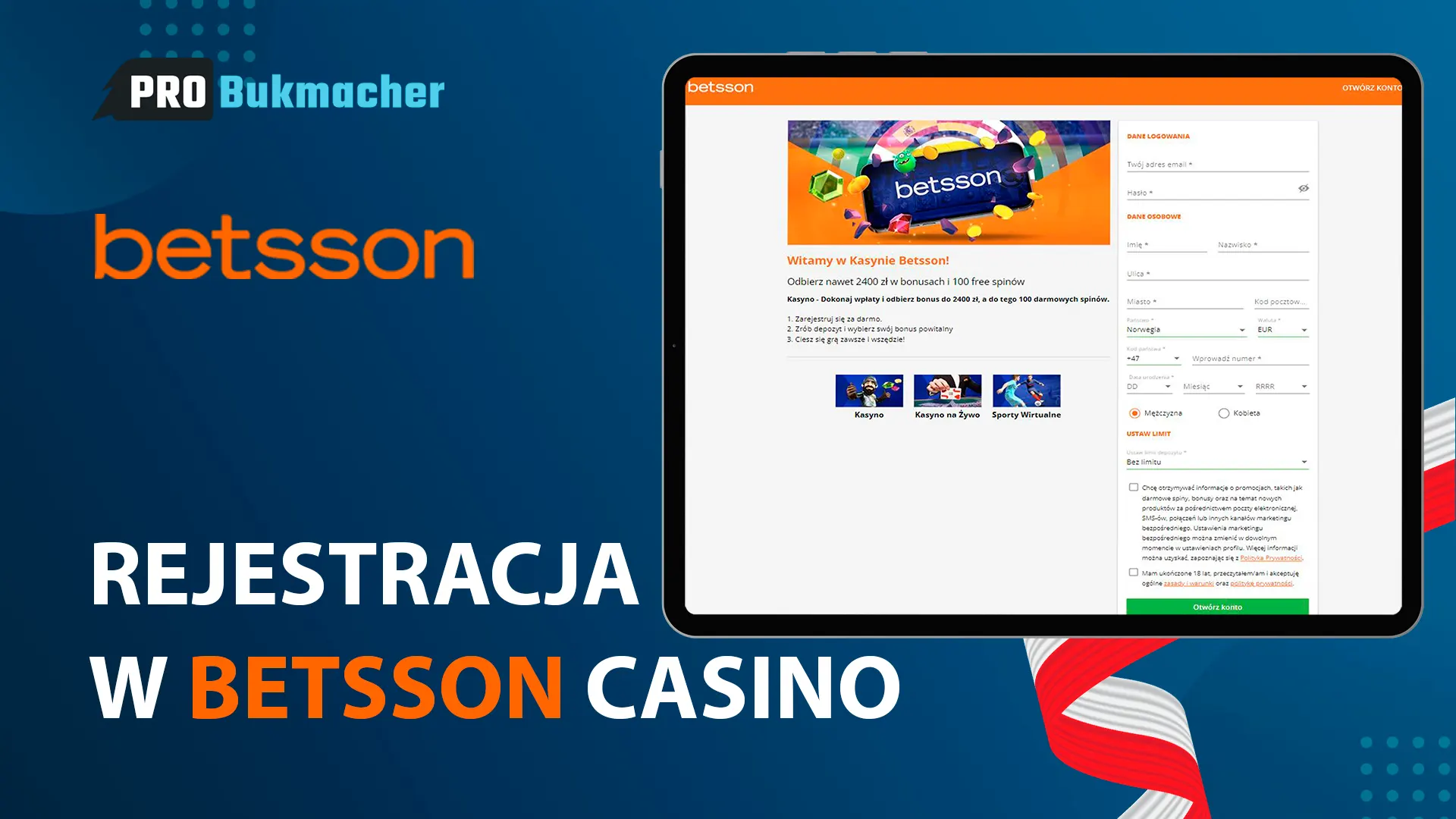 Proces rejestracji w Betsson Casino